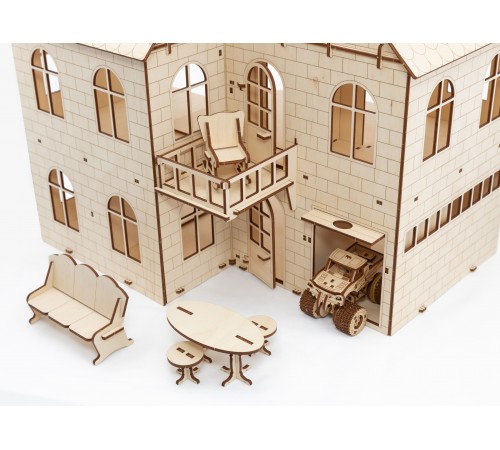 Сборная модель из дерева 3D EWA Кукольный дом с лифтом Сборная модель из дерева 3D EWA Кукольный дом с лифтом