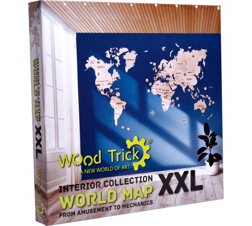 Wood Trick Деревянная Карта Мира XXL (200x120 см), крепление на стену