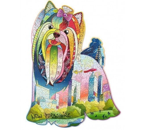 Деревянный пазл Wood Trick Нью-Йоркшир с кристаллами Swarovski ®, в подарочной упаковке, большой размер 45x34 см