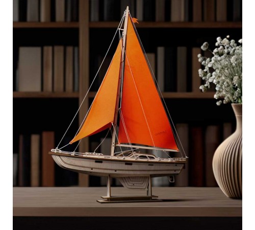 Сборная модель из дерева Lemmo Корабль Парусная Яхта "Оранжевый бриз"