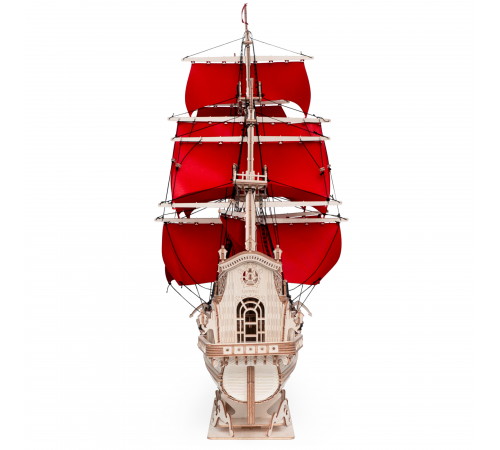 Сборная модель из дерева Lemmo Корабль Утренняя Звезда (красные паруса)