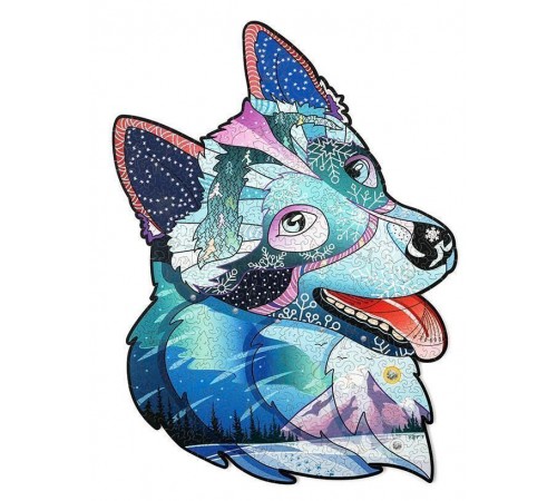 Деревянный пазл Wood Trick Храбрый Хаски с кристаллами Swarovski ® (48x35 см)