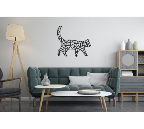 Деревянный декор настенный, панно, сборная модель EWA Design Кошка