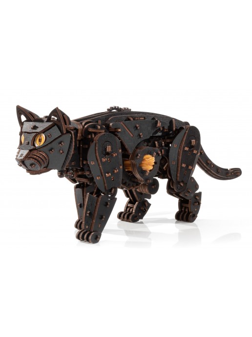 Сборная модель деревянная 3D EWA Механический Черный Кот (Кошка)