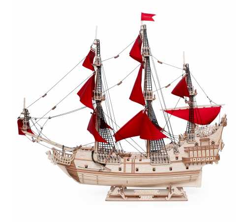 Сборная модель из дерева Lemmo Корабль Утренняя Звезда (красные паруса)