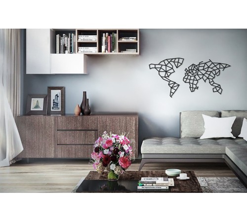 Деревянный декор настенный, панно, сборная модель EWA Design Карта Мира