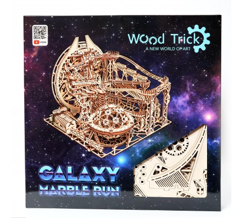 Механическая деревянная сборная модель Wood Trick Бегущий лабиринт Галактика Марбл