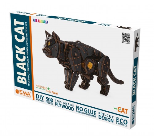 Сборная модель деревянная 3D EWA Механический Черный Кот (Кошка) Сборная модель деревянная 3D EWA Механический Черный Кот (Кошка)