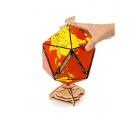 Конструктор деревянный 3D EWA Глобус Икосаэдр с секретом (шкатулка, сейф) красный