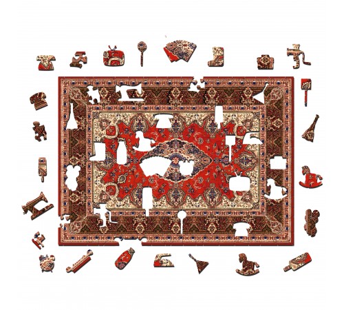Деревянный фигурный пазл EWA Бабушкин советский ковер 39x28 см