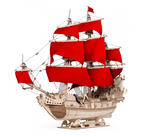 Сборная модель из дерева Lemmo Корабль Утренняя Звезда (красные паруса)