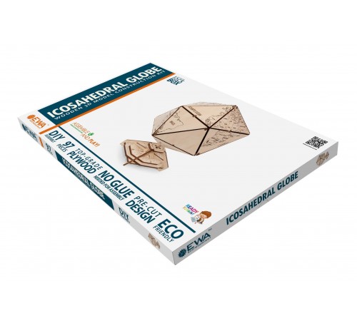 Конструктор деревянный 3D EWA Глобус Икосаэдр с секретом (шкатулка, сейф)