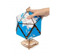 Конструктор деревянный 3D EWA Глобус Икосаэдр с секретом (шкатулка, сейф) синий