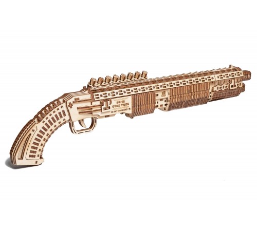 Механическая деревянная сборная модель Wood Trick Дробовик SG-12 Shotgun