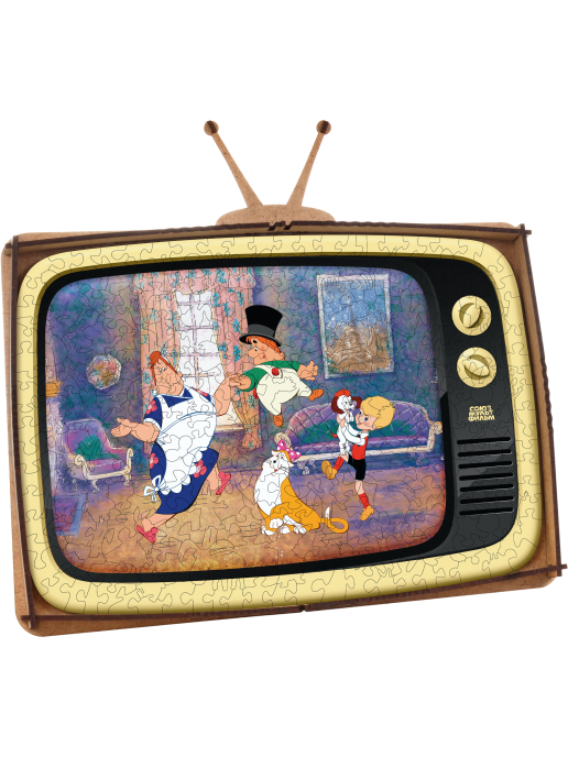 Деревянный фигурный пазл EWA Малыш и Карлсон S 29x25см