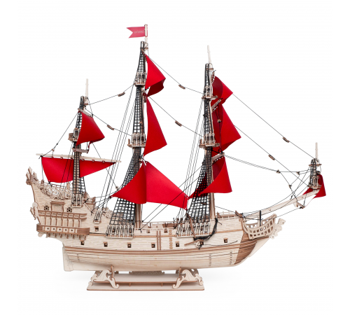 Сборная модель из дерева Lemmo Корабль Утренняя Звезда (красные паруса)