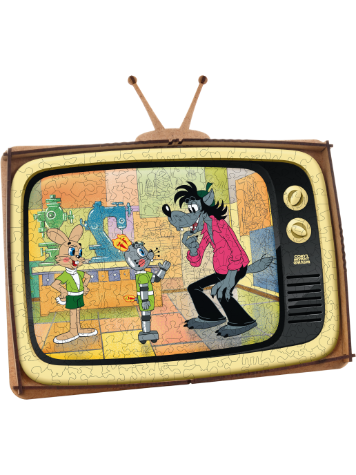 Деревянный фигурный пазл EWA Ну погоди! S 29x25см