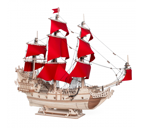 Сборная модель из дерева Lemmo Корабль Утренняя Звезда (красные паруса)