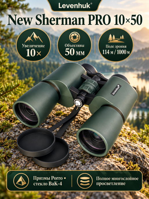 Бинокль Levenhuk New Sherman PRO 10x50