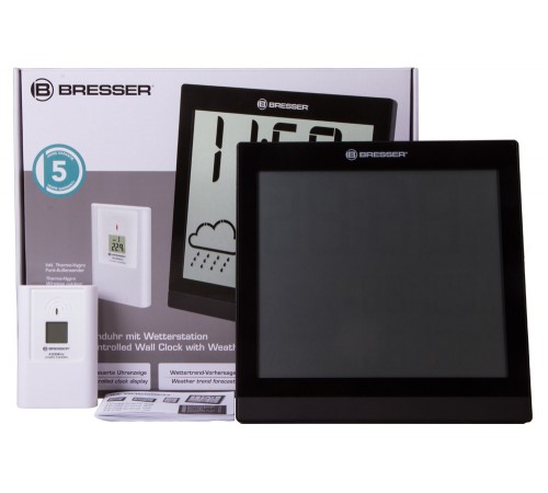 Метеостанция (настенные часы) Bresser TemeoTrend JC LCD с радиоуправлением, черная