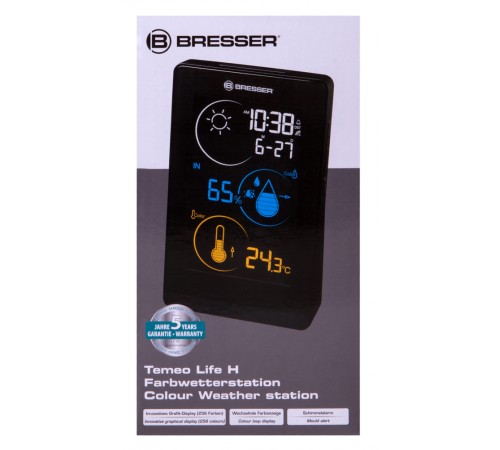 Метеостанция Bresser Temeo Life H с цветным дисплеем, черная