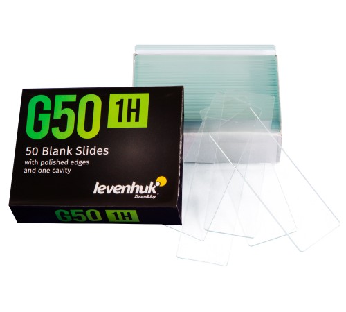 Стекла предметные с лункой Levenhuk G50 1H, 50 шт. Стекла предметные с лункой Levenhuk G50 1H, 50 шт.