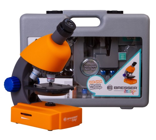 Микроскоп Bresser Junior 40–640x с набором для опытов, в кейсе