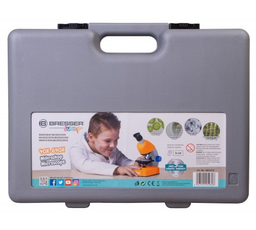 Микроскоп Bresser Junior 40–640x с набором для опытов, в кейсе