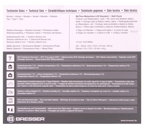 Часы настенные Bresser MyTime Meteotime LCD