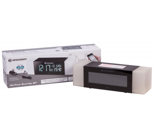 Радио с будильником и термометром Bresser MyTime Sunrise Bluetooth, черное