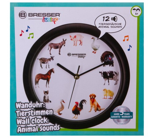 Часы настенные Bresser Junior, 25 см, с животными Часы настенные Bresser Junior, 25 см, с животными