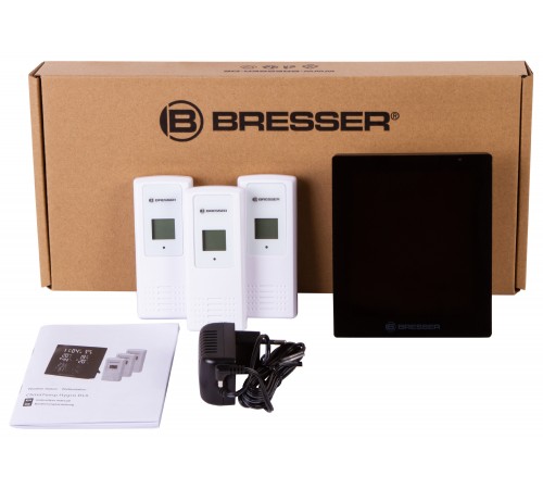Метеостанция Bresser ClimaTemp Hygro Quadro с тремя датчиками, черная
