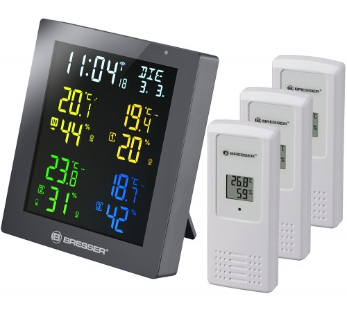 Гигрометр Bresser ClimaTemp Hygro Quadro с тремя датчиками, серый Гигрометр Bresser ClimaTemp Hygro Quadro с тремя датчиками, серый