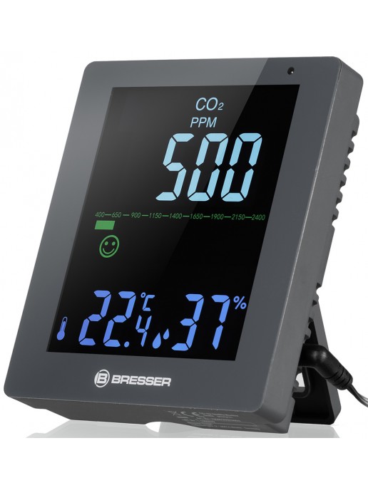 Гигрометр Bresser Air Quality Smile с датчиком CO2, серый