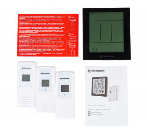 Метеостанция Bresser Temeo Hygro Quadro Prestige с тремя датчиками, серая