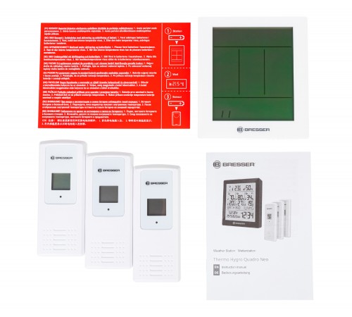 Метеостанция Bresser Temeo Hygro Quadro Prestige с тремя датчиками, серая