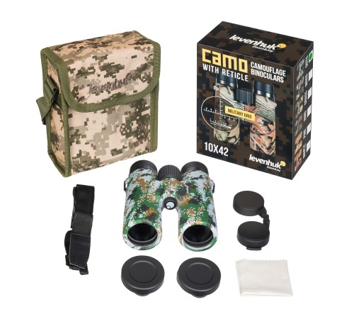 Бинокль камуфляжный Levenhuk Camo 10x42 с сеткой