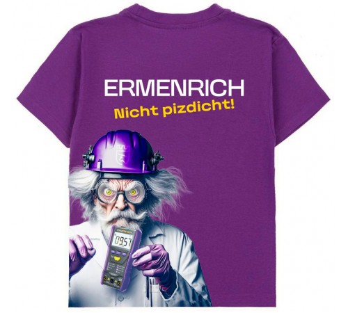 Фирменная футболка Ermenrich «Nicht pizdicht! Сумасшедший электрик», фиолетовая, размер L