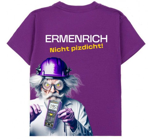 Фирменная футболка Ermenrich «Nicht pizdicht! Сумасшедший электрик», фиолетовая, размер XL