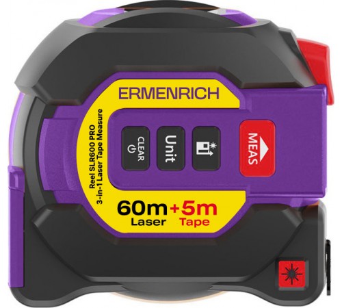 Рулетка с лазерным дальномером («3 в 1») Ermenrich Reel SLR600 PRO