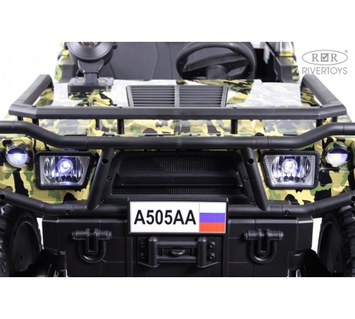 Детский электромобиль багги с пулеметом A505AA-LUX (16 км/ч.)  зеленый камуфляж