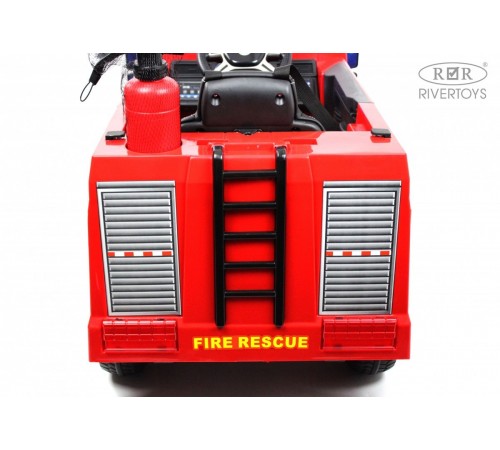 Детский пожарный электромобиль с полным набором амуниции A555AA красный