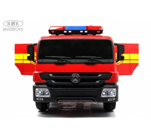 Детский пожарный электромобиль с полным набором амуниции A555AA красный