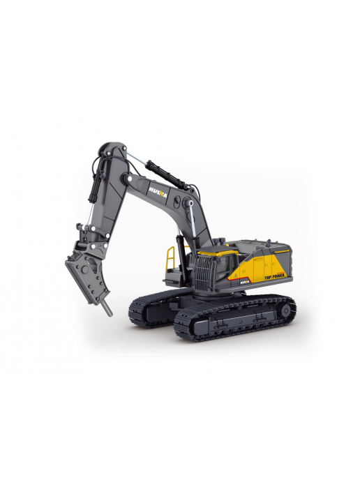 Металлический экскаватор с отбойным молотом HUI NA TOYS масштаб 1:50 - HN1723-YELLOW