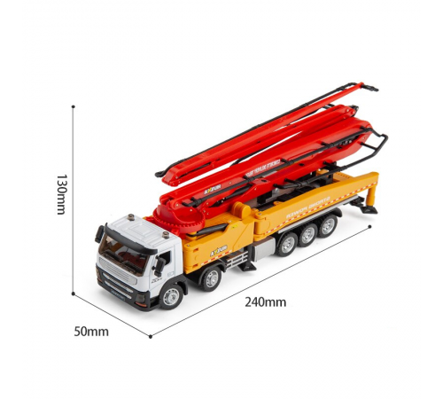 Металлический грузовик бетононасос HuiNa Toys 1:50 - HN1709-RED
