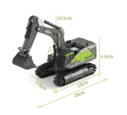 Металлический гусеничный экскаватор HUI NA TOYS масштаб 1:50 - HN1721-GREEN