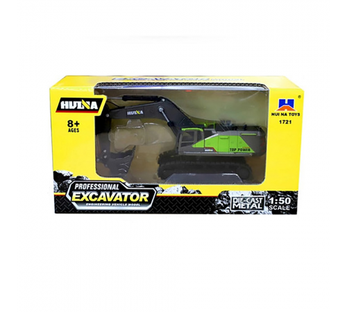 Металлический гусеничный экскаватор HUI NA TOYS масштаб 1:50 - HN1721-GREEN