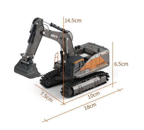 Металлический гусеничный экскаватор HUI NA TOYS масштаб 1:50 - HN1721-YELLOW