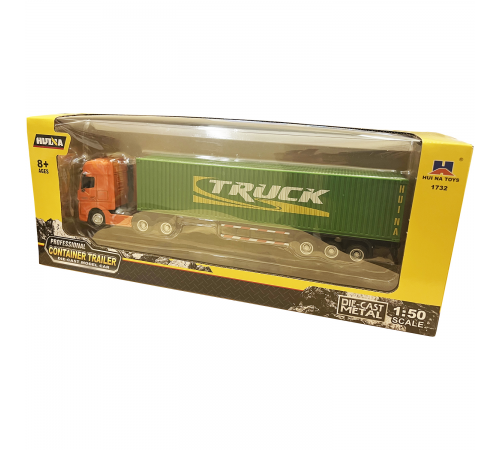 Металлический грузовик контейнеровоз HUI NA TOYS масштаб 1:50 - HN1732-GREEN