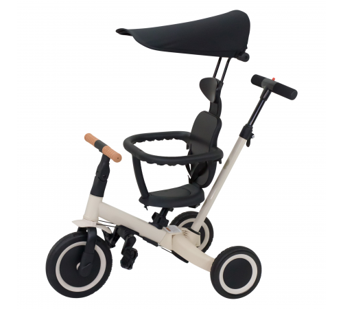 Детский беговел-велосипед 8в1 с крышей и ручкой, бежевый - TR008C-BEIGE